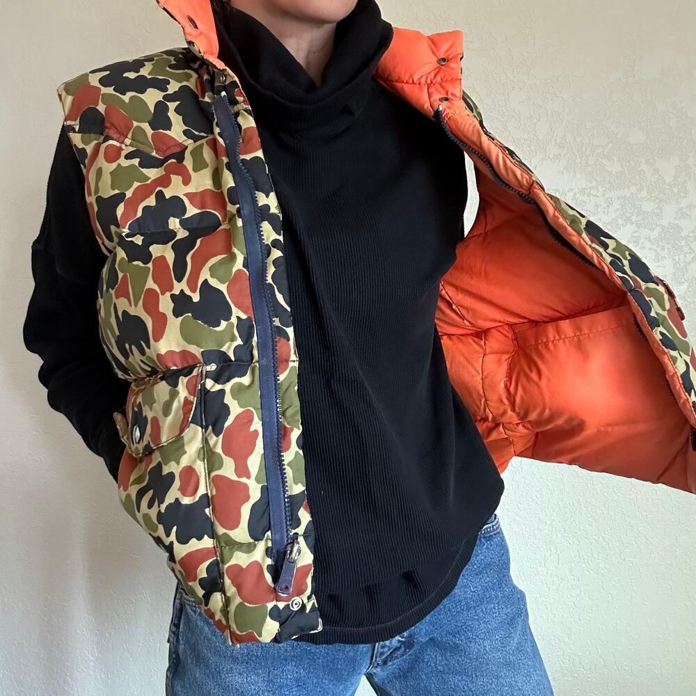 Vintage Hunter Camo Reversible Down Puffer Vest
